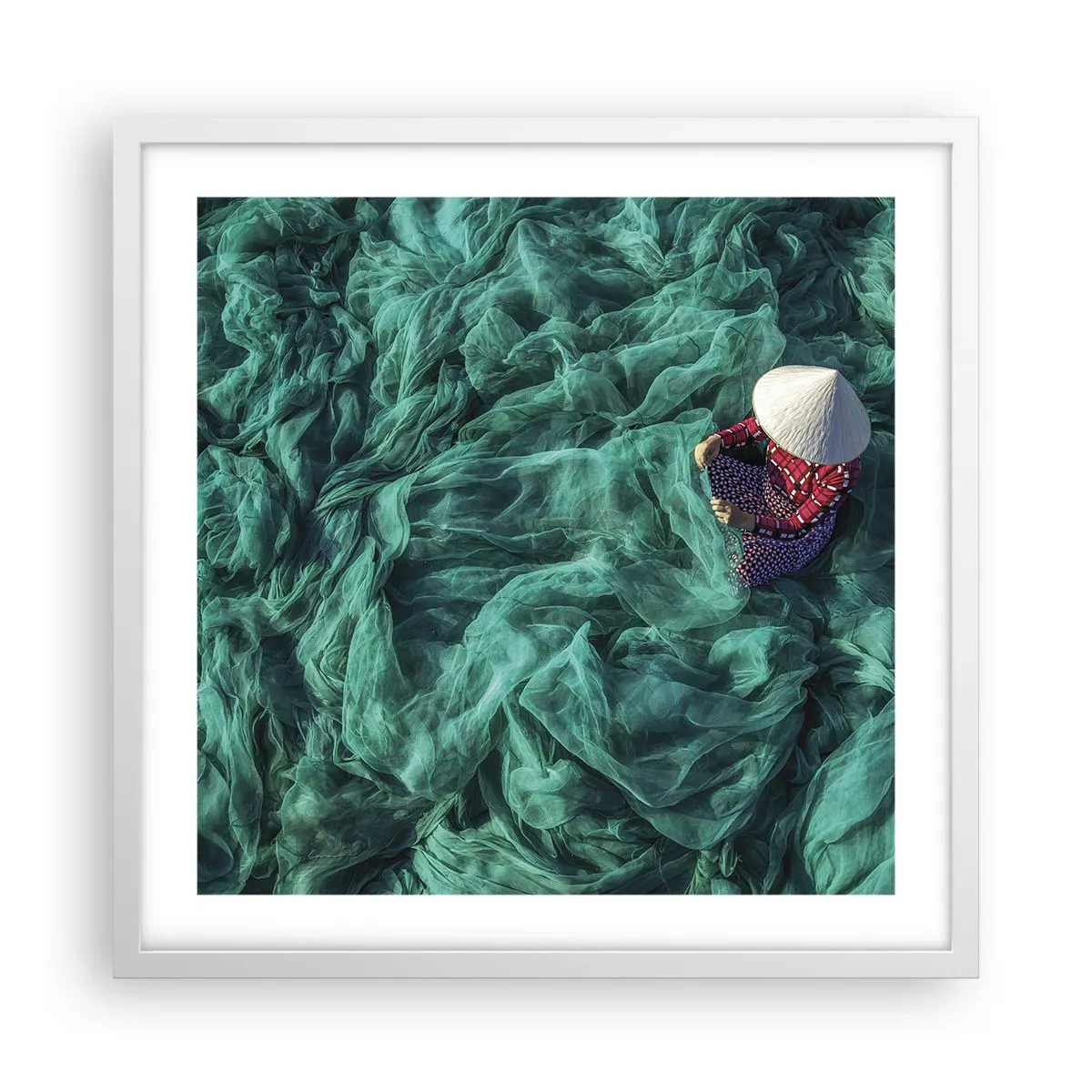 Affiche dans un cadre blanc - Poster - Dans une mer de filet - 50x50 cm