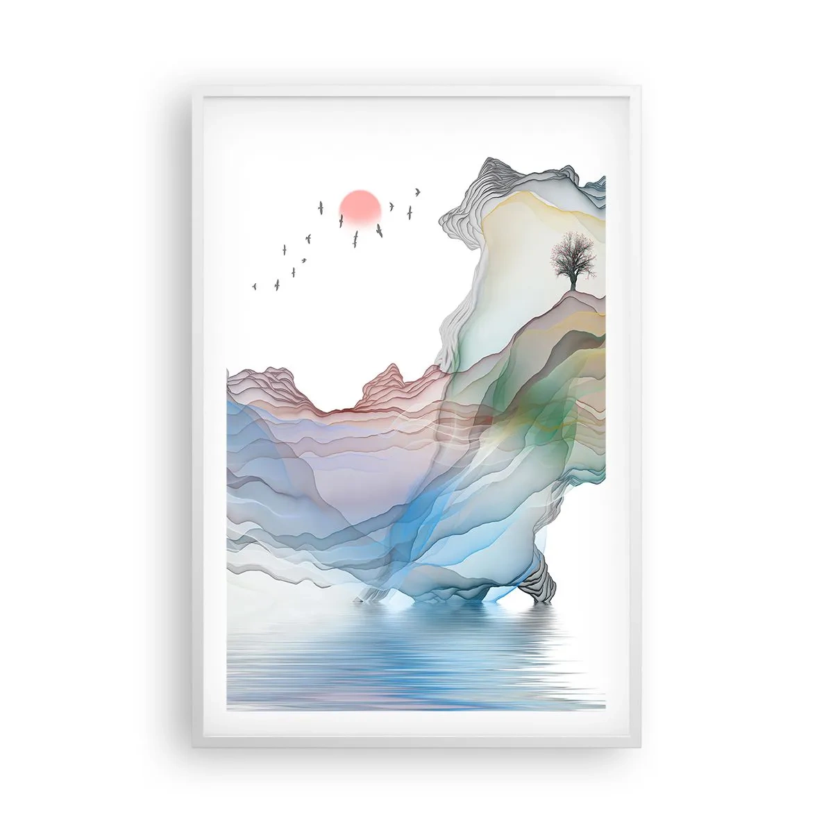 Affiche dans un cadre blanc - Poster - Vers les montagnes de cristal - 61x91 cm