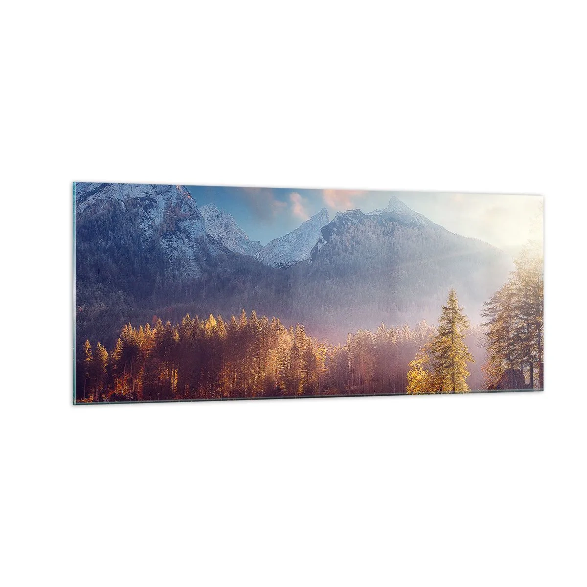 Impression sur verre - Image sur verre - Dans les montagnes et les vallées - 100x40 cm