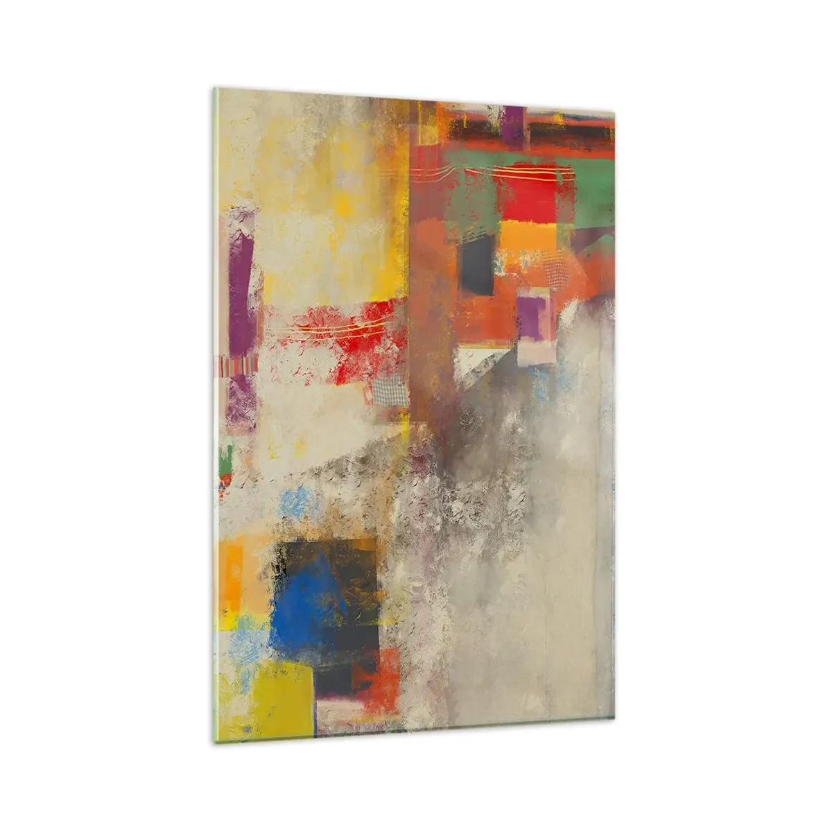 Impression sur verre - Image sur verre - Abstraction colorée avec des formes géométriques - 80x120cm - Géométrie des couleurs - Décoration murale moderne pour le salon et la chambre ARTTOR