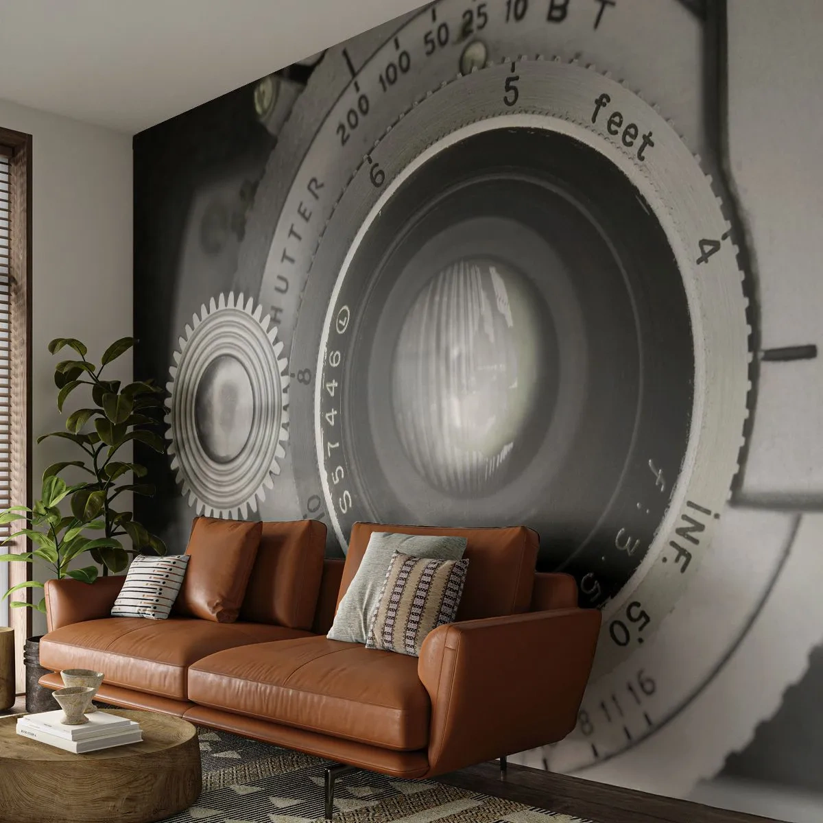 Papier peint sur mesure Premium Canvas - Histoire d'Hollywood - Caméra, Noir et blanc, Ancien