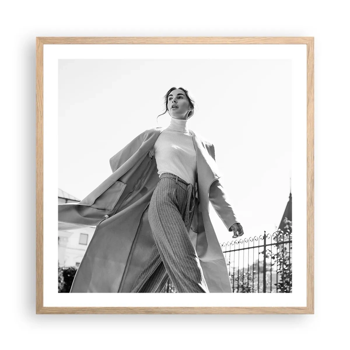 Affiche dans un chêne clair - Poster - Tu viens avec moi? - 60x60 cm