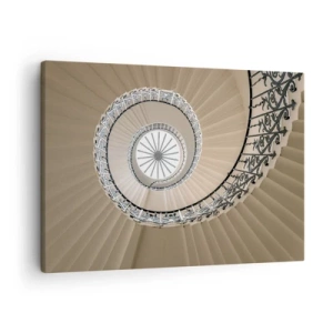 Impression sur toile - Image sur toile - Escalier en colimaçon dans une approche géométrique élégante - 70x50cm - À l'intérieur de la coquille - Décoration murale moderne pour le salon et la chambre ARTTOR