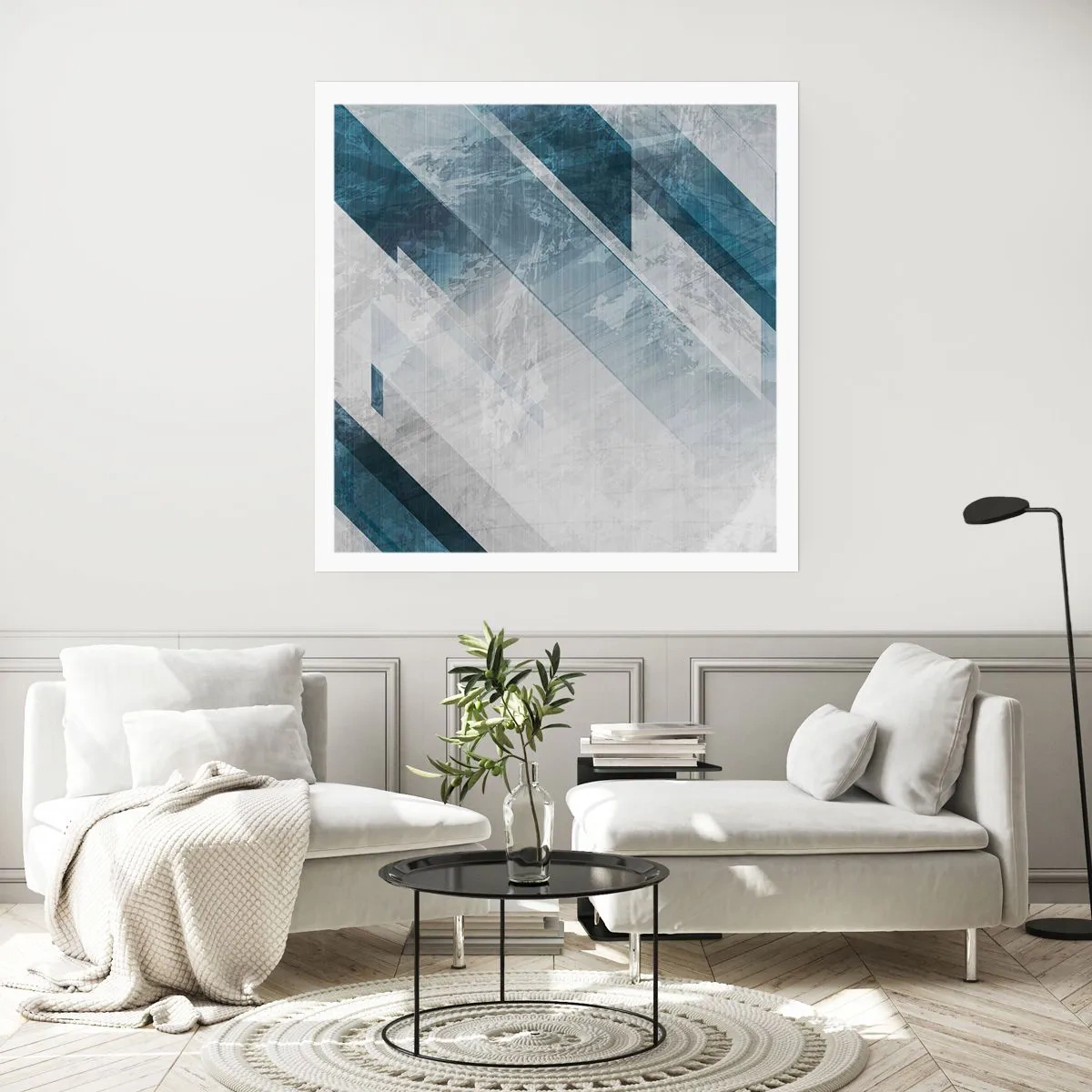 Affiche - Poster - Composition spatiale - mouvement gris - 60x60 cm