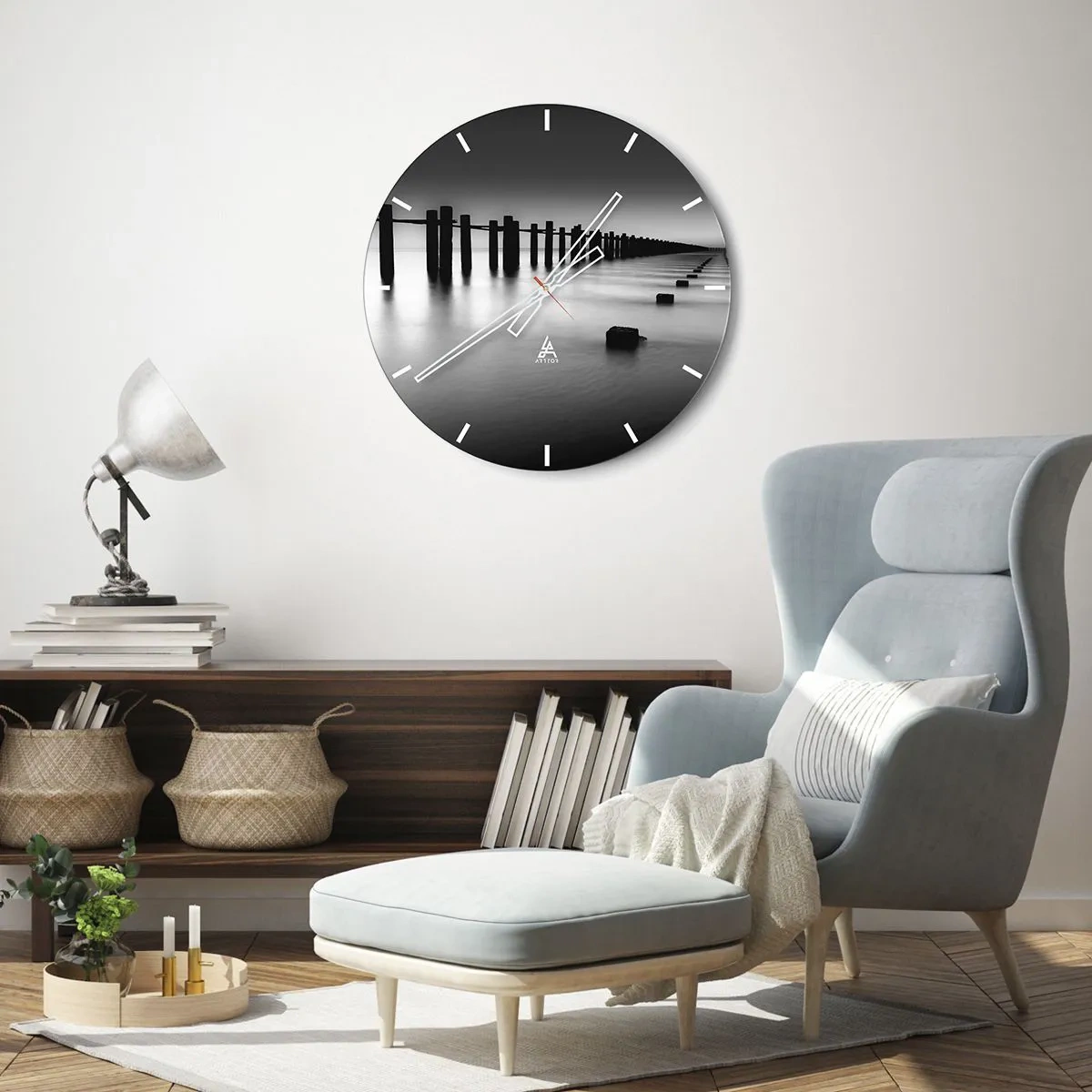 Horloge murale - Pendule murale - Distance grise dans le brouillard - 40x40 cm