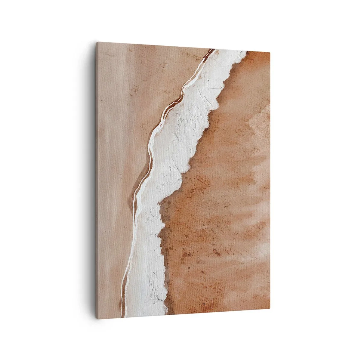 Impression sur toile - Image sur toile - Texture de sable avec des accents blancs - 50x70cm - Dans des couleurs de la terre - Décoration murale moderne pour le salon et la chambre ARTTOR