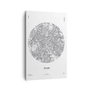 Impression sur toile - Image sur toile - Une carte de Rome dans un style minimaliste, noir et blanc - 80x120cm - Anatomie de Rome - Décoration murale moderne pour le salon et la chambre ARTTOR
