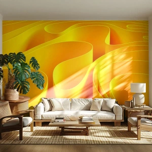 Papier Peint Photo Standard Eco - Comme les vagues du soleil - 3D, Moderne, Lignes - 450x315 cm