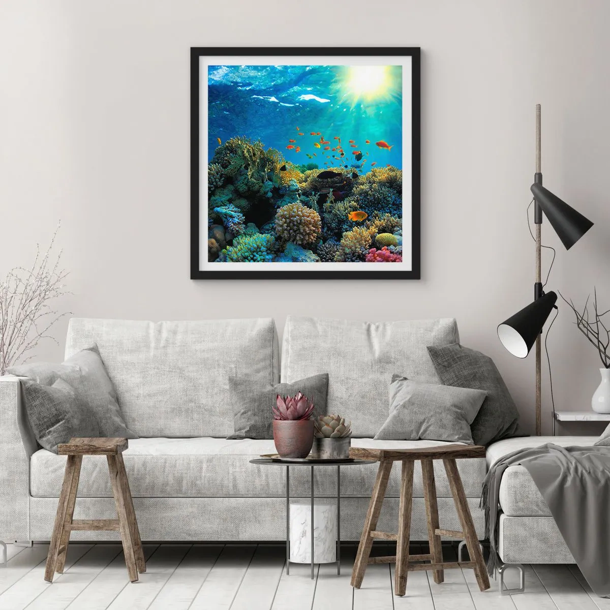Affiche dans un cadre noir - Poster - Trésor sous-marin - 60x60 cm