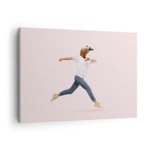 Impression sur toile - Image sur toile - Une figure surréaliste avec une tête de canard en mouvement - 70x50cm - Une pincée d'absurdité - Décoration murale moderne pour le salon et la chambre ARTTOR