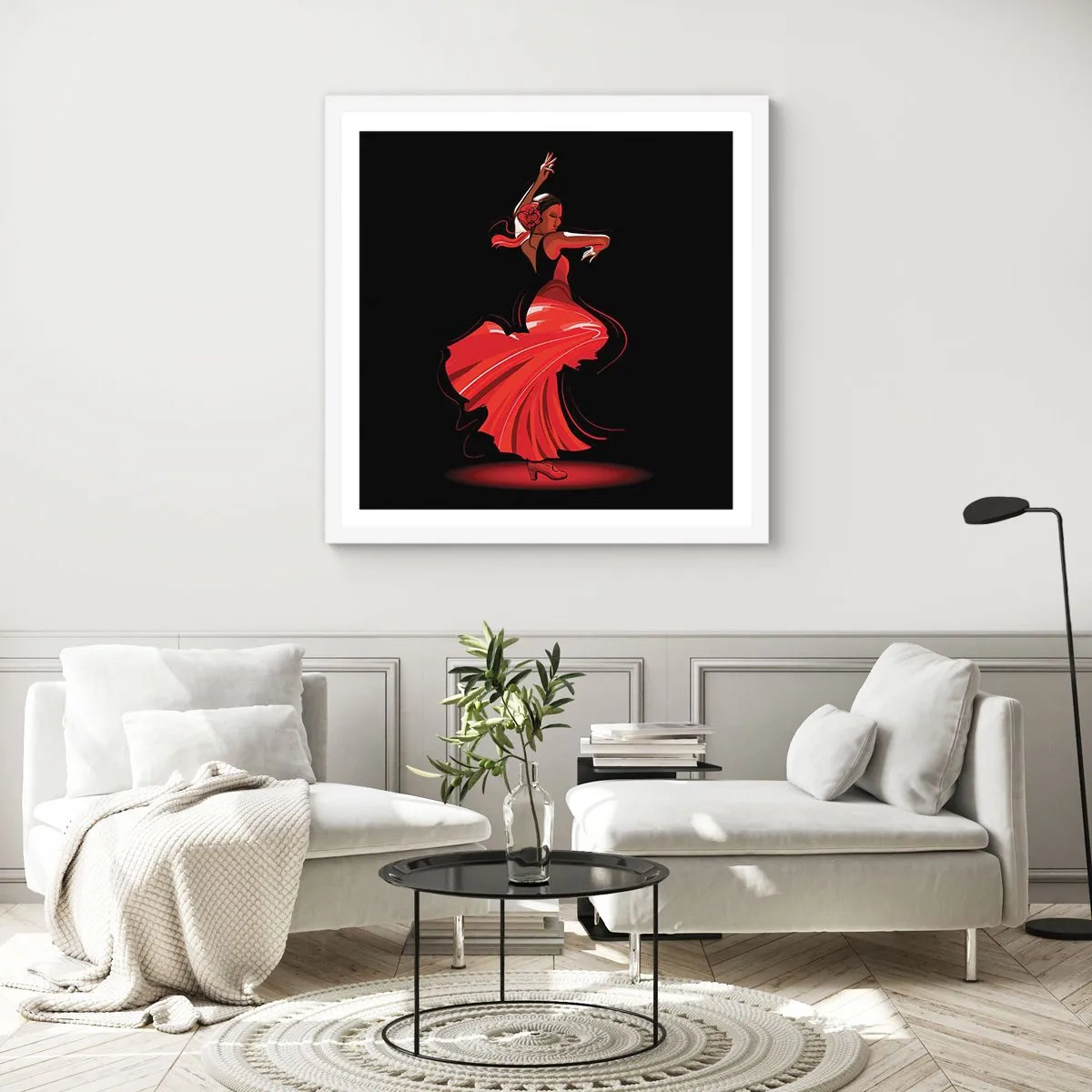 Affiche dans un cadre blanc - Poster - L'esprit fougueux du flamenco - 40x40 cm