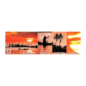 Échantillon de Papier Peint Autocollant Deluxe Sticker - La tranquillité des tropiques au coucher du soleil - Paysage, Inde, Coucher de soleil - 100x30 cm