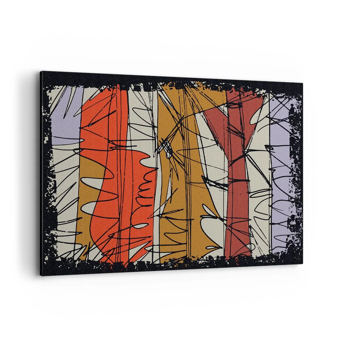 Impression sur toile - Image sur toile - Composition abstraite aux couleurs intenses - 100x70cm - Composition spontanée - Décoration murale moderne pour le salon et la chambre ARTTOR