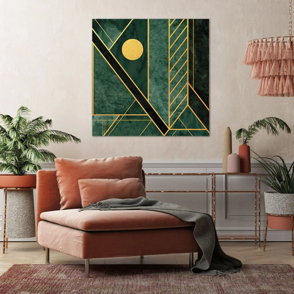 Impression sur toile - Image sur toile - Dynamique or et azur - 40x40 cm