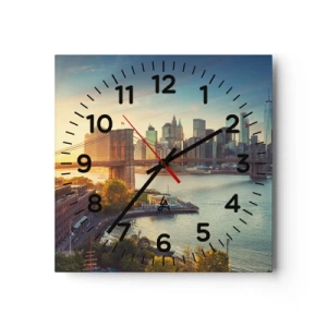 Horloge murale - Pendule murale - L'aube de la grande ville - 30x30 cm