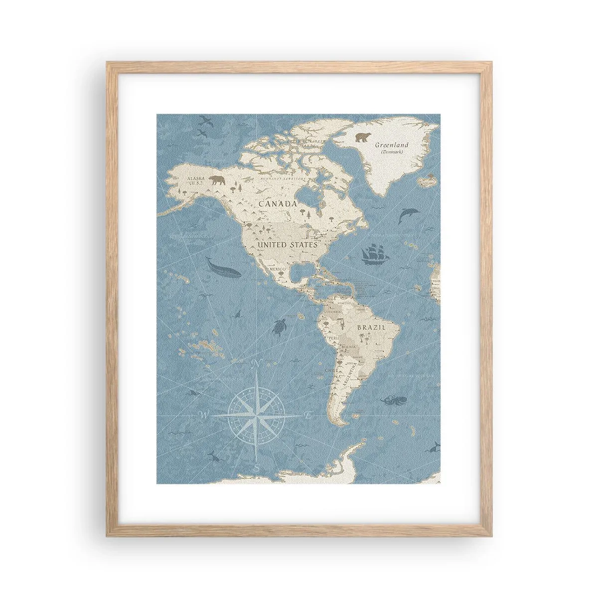 Affiche dans un chêne clair - Poster - Le monde à porter de main - 40x50 cm