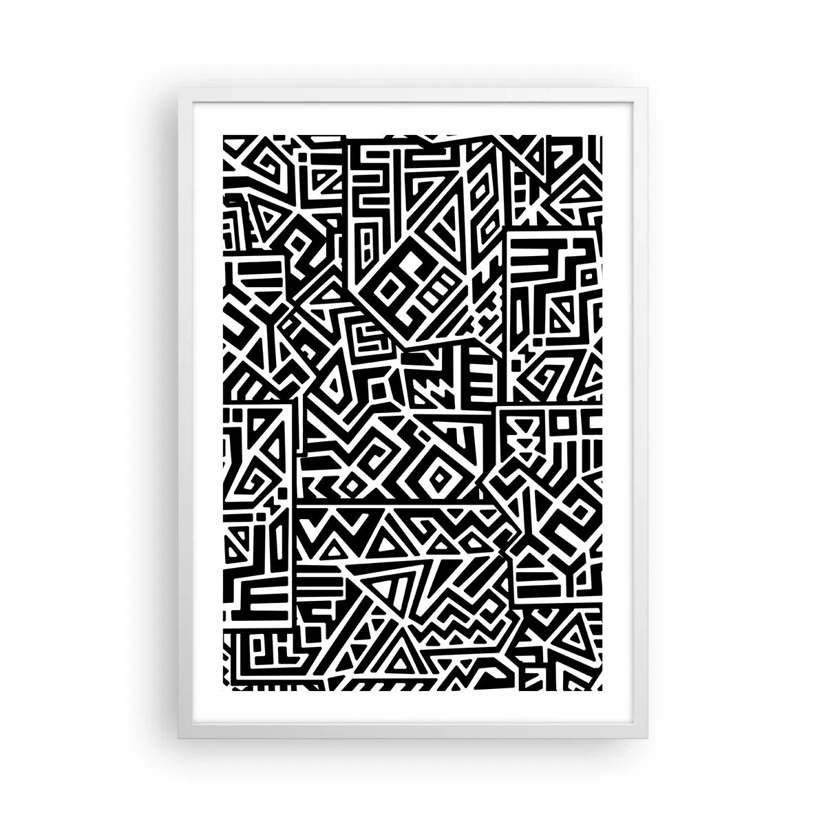 Affiche dans un cadre blanc - Poster - Composition précolombienne - 50x70 cm