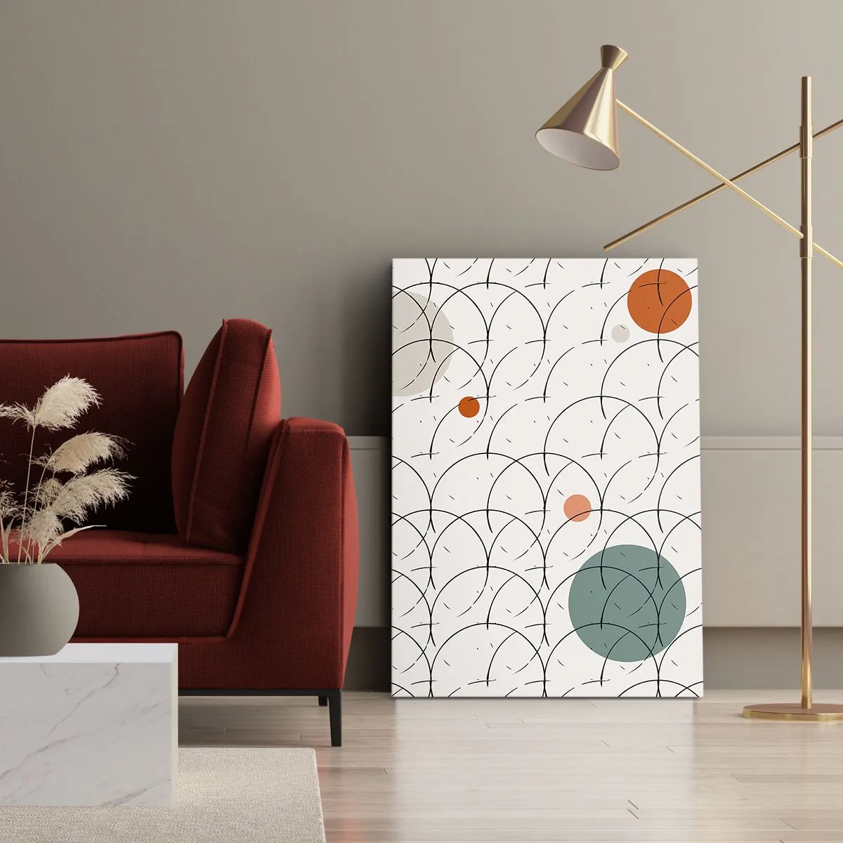 Impression sur toile - Image sur toile - Motif géométrique avec des cercles colorés sur un fond clair - 80x120cm - Dans l'esprit pop art - Décoration murale moderne pour le salon et la chambre ARTTOR