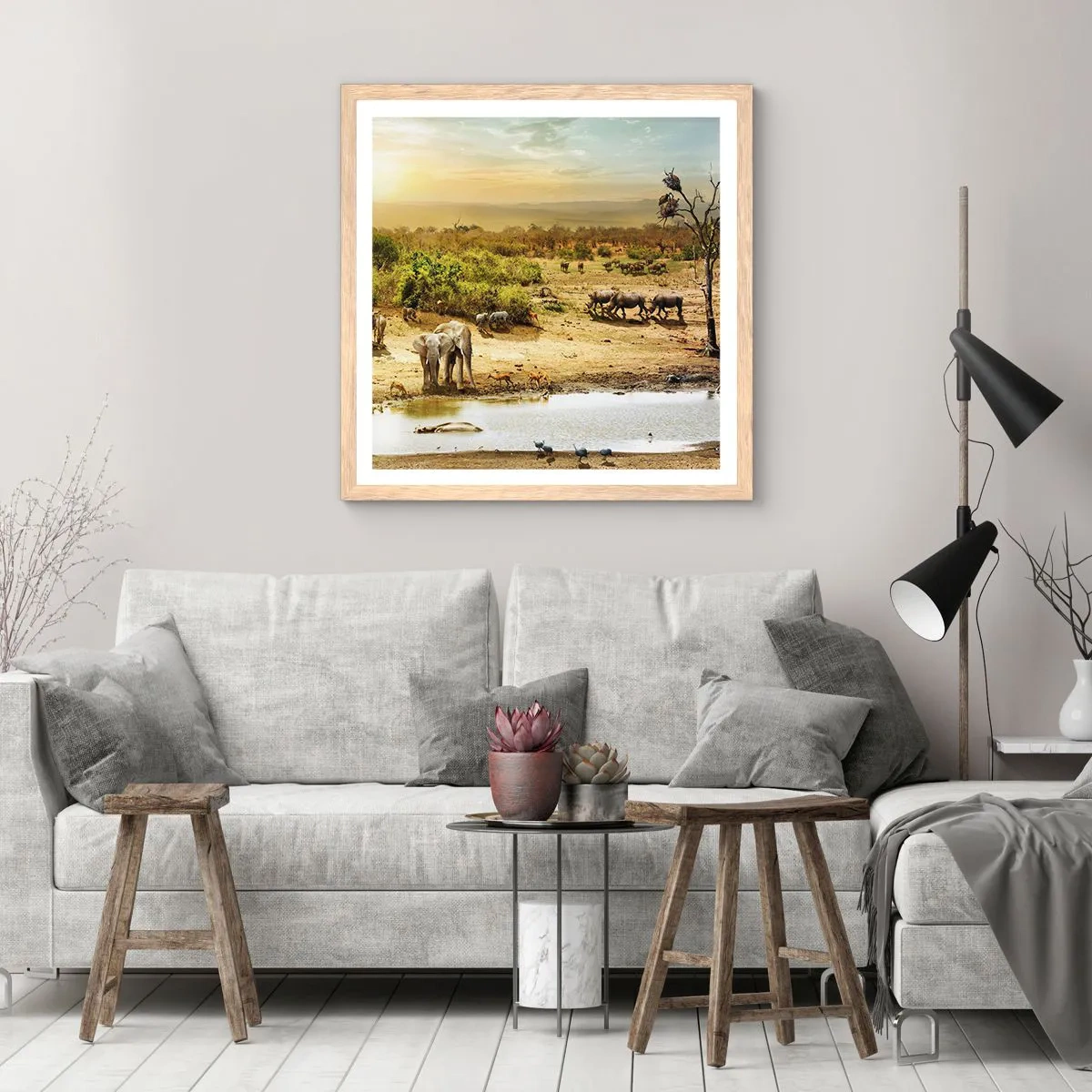 Affiche dans un chêne clair - Poster - "Et d'Eden coulait une rivière..." - 50x50 cm