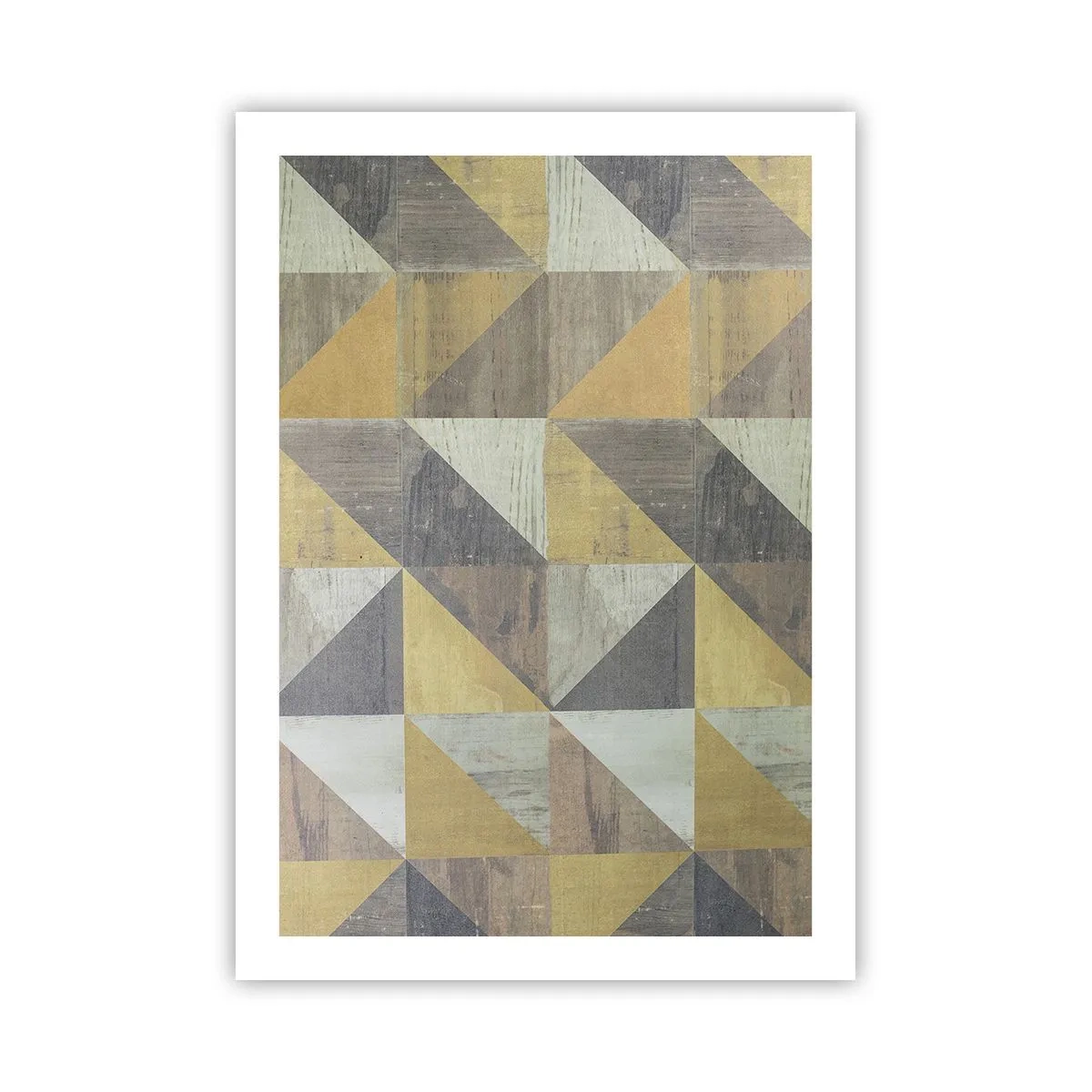 Affiche - Poster - Motif géométrique dans les tons d'or et de gris - 50x70cm - Suivant l'angle du triangle - Décoration murale moderne pour le salon et la chambre ARTTOR