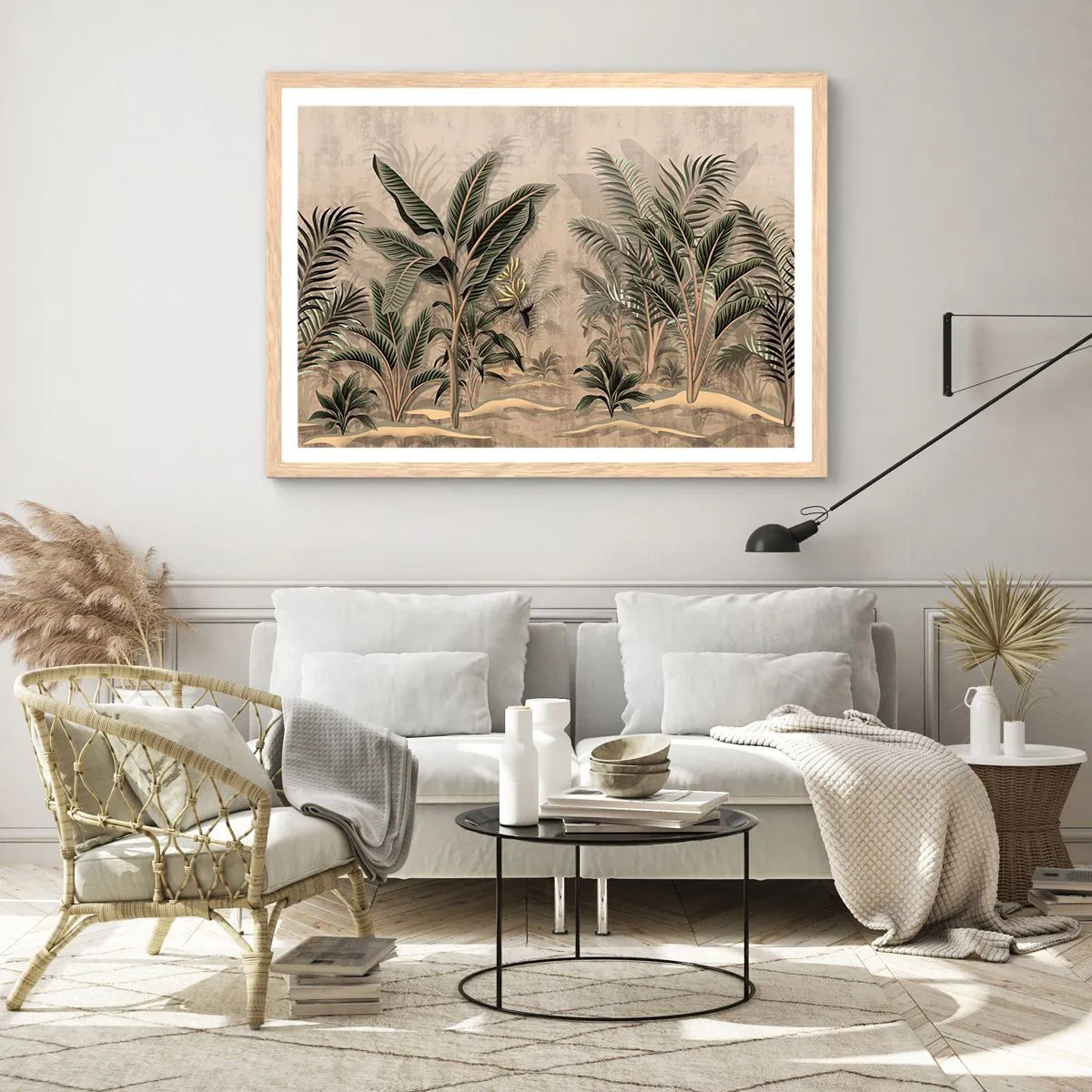 Affiche dans un chêne clair - Poster - Une gravure de style colonial - 100x70 cm