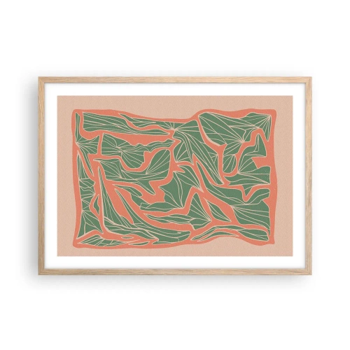 Affiche dans un chêne clair - Poster - La lutte entre le corail et la verdure - 70x50 cm