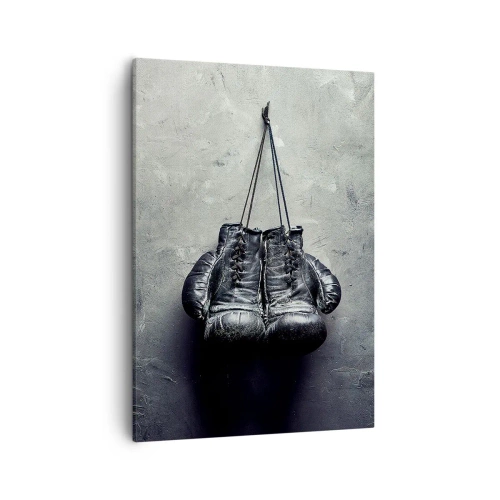 Impression sur toile - Image sur toile - De vieux gants de boxe contre le mur - 50x70cm - Un temps pour se battre et un temps pour la paix - Décoration murale moderne pour le salon et la chambre ARTTOR