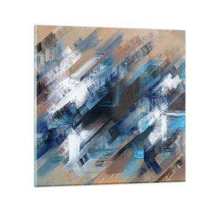 Impression sur verre - Image sur verre - Diagonale de bleus - 60x60 cm