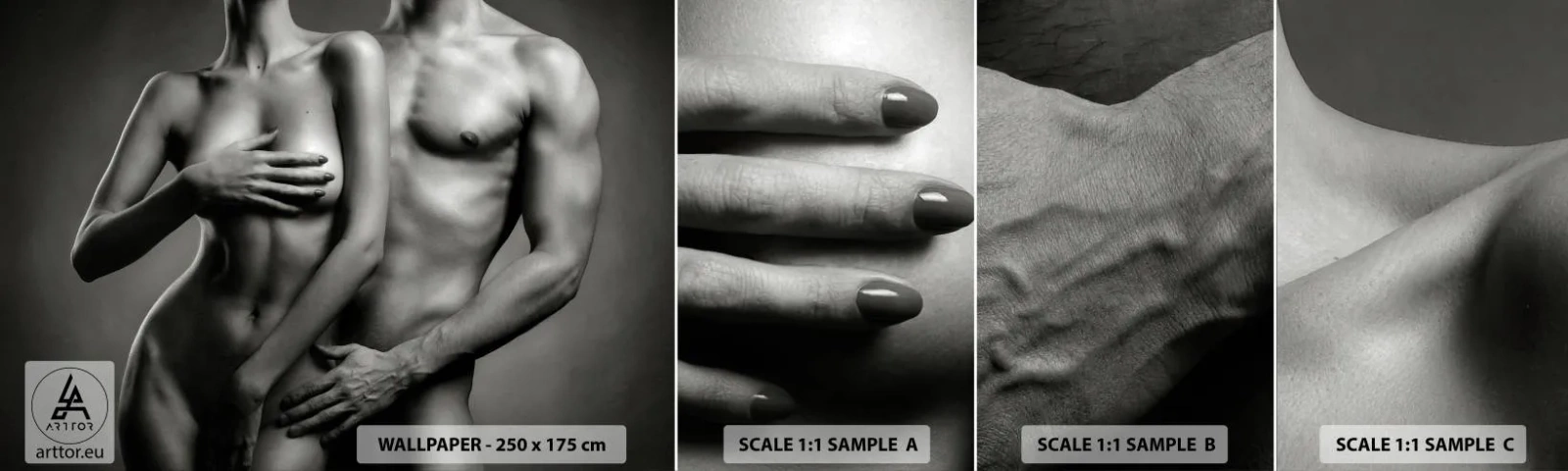 Échantillon De Papier Peint Standard Eco - Adam et Eve - Femme, Homme, Corps - 100x30 cm