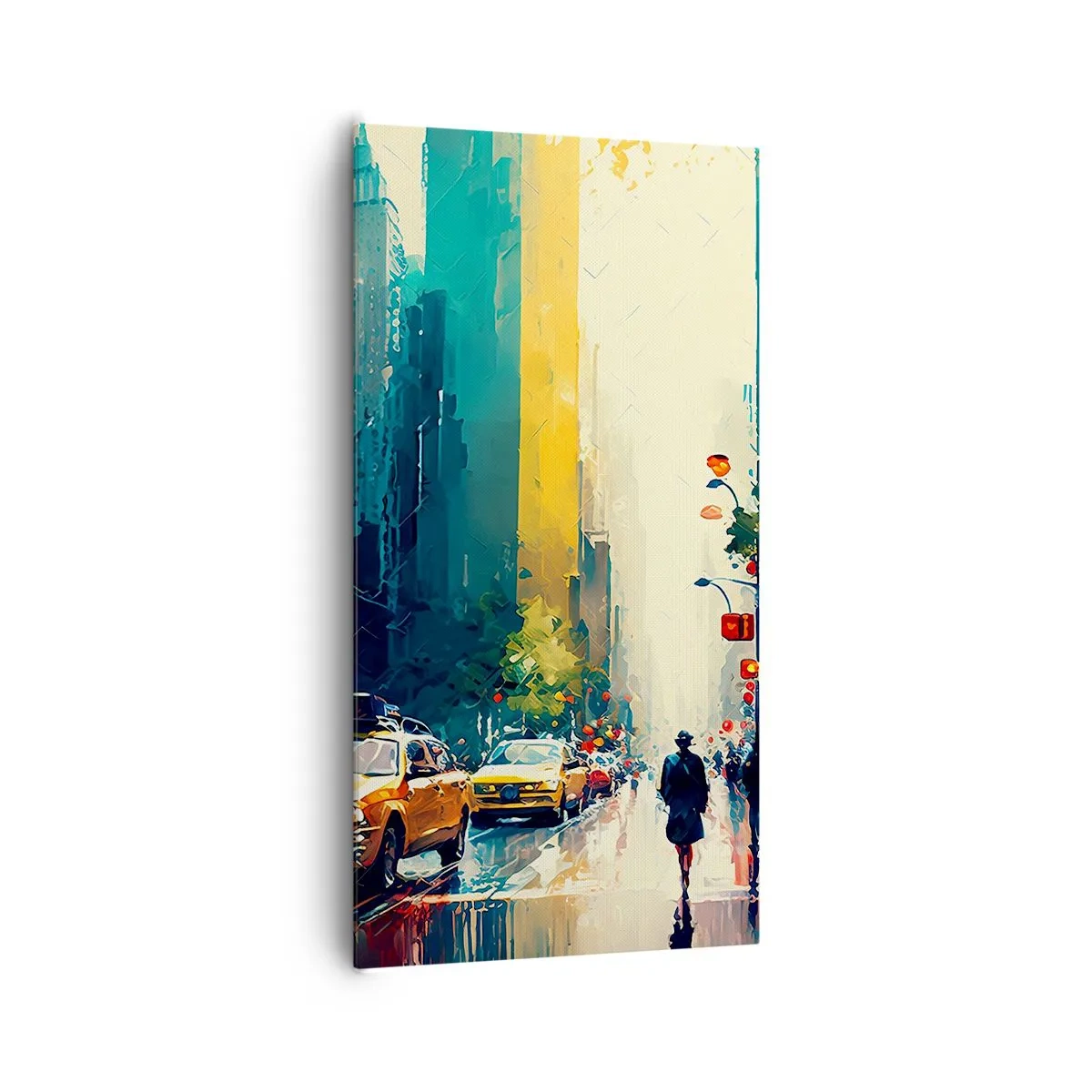Impression sur toile - Image sur toile - New York – ici même la pluie est colorée - 65x120 cm