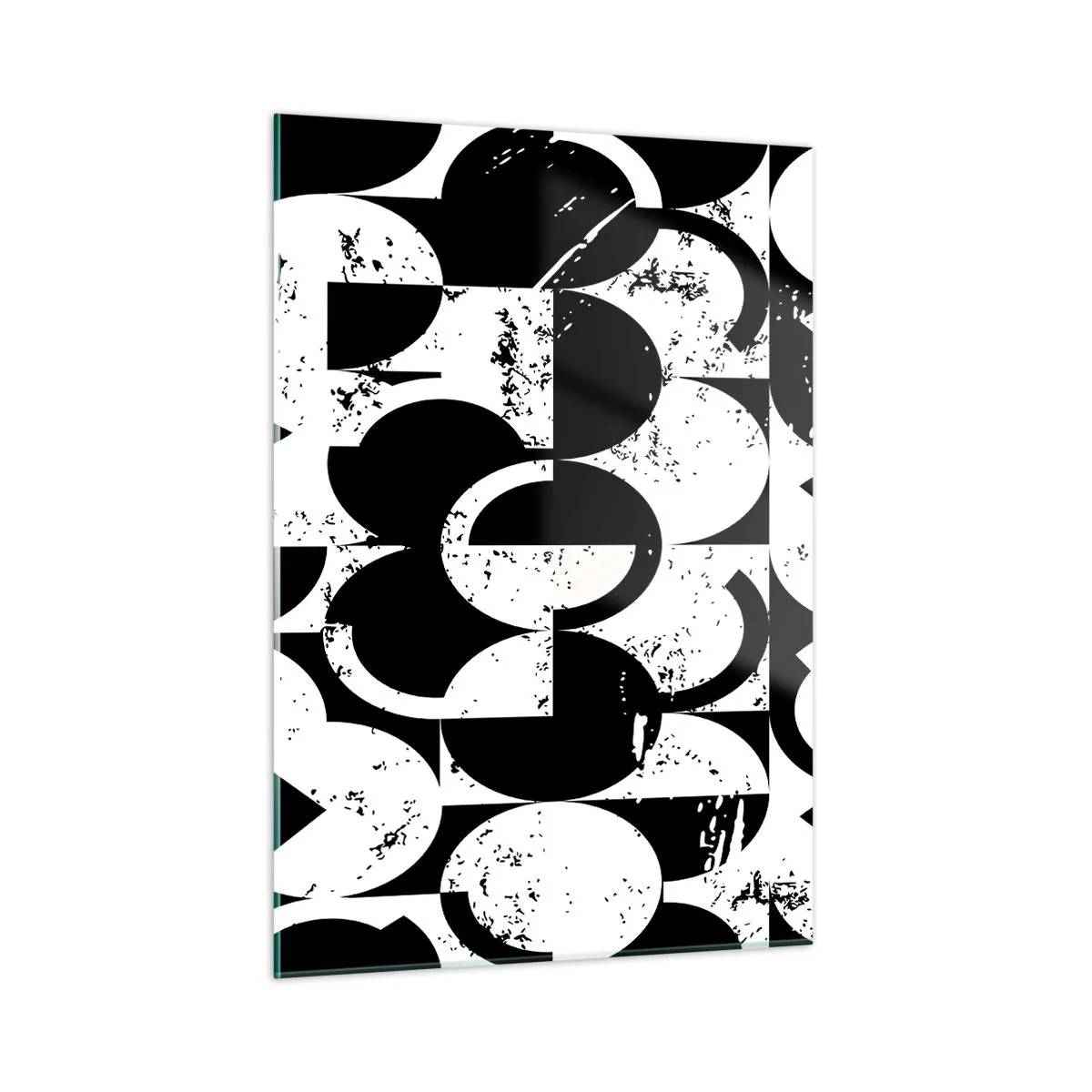 Impression sur verre - Image sur verre - Motif géométrique aux formes contrastées en noir et blanc - 50x70cm - Le blanc est blanc et le noir est noir - Décoration murale moderne pour le salon et la chambre ARTTOR