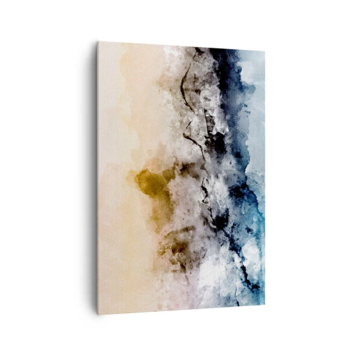 Impression sur toile - Image sur toile - Paysage abstrait avec brouillard et couleurs subtiles - 70x100cm - Noyé dans un nuage de brouillard - Décoration murale moderne pour le salon et la chambre ARTTOR