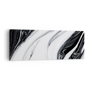 Impression sur toile - Image sur toile - Abstraction en noir et blanc avec des lignes et des tourbillons dynamiques - 140x50cm - Une combinaison d'opposés - Décoration murale moderne pour le salon et la chambre ARTTOR
