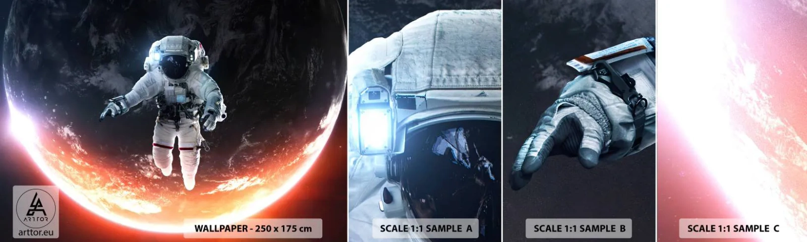 Échantillon de Papier Peint Autocollant Deluxe Sticker - Puis-je rester un peu plus longtemps ? - Astronaute, Cosmos, Cosmonaute - 100x30 cm