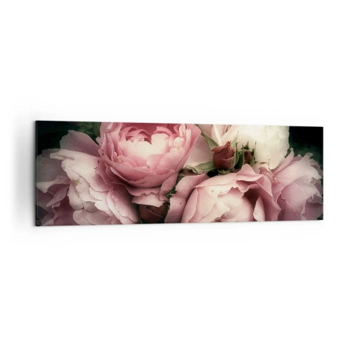 Impression sur toile - Image sur toile - Un bouquet de roses aux tons délicats de rose et de blanc - 160x50cm - Le charme de la belle époque - Décoration murale moderne pour le salon et la chambre ARTTOR