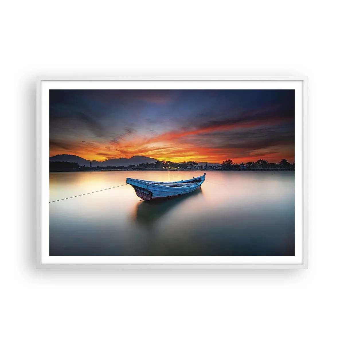 Affiche dans un cadre blanc - Poster - Une bonne nuit arrive - 100x70 cm