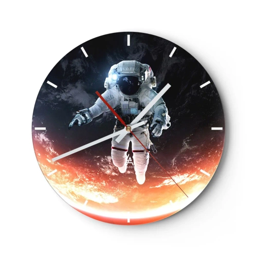 Horloge murale - Pendule murale - Un astronaute flottant dans l'espace avec vue sur la Terre - 30x30cm - Puis-je rester un peu plus longtemps ? - Décoration murale moderne pour le salon, la cuisine et la chambre ARTTOR