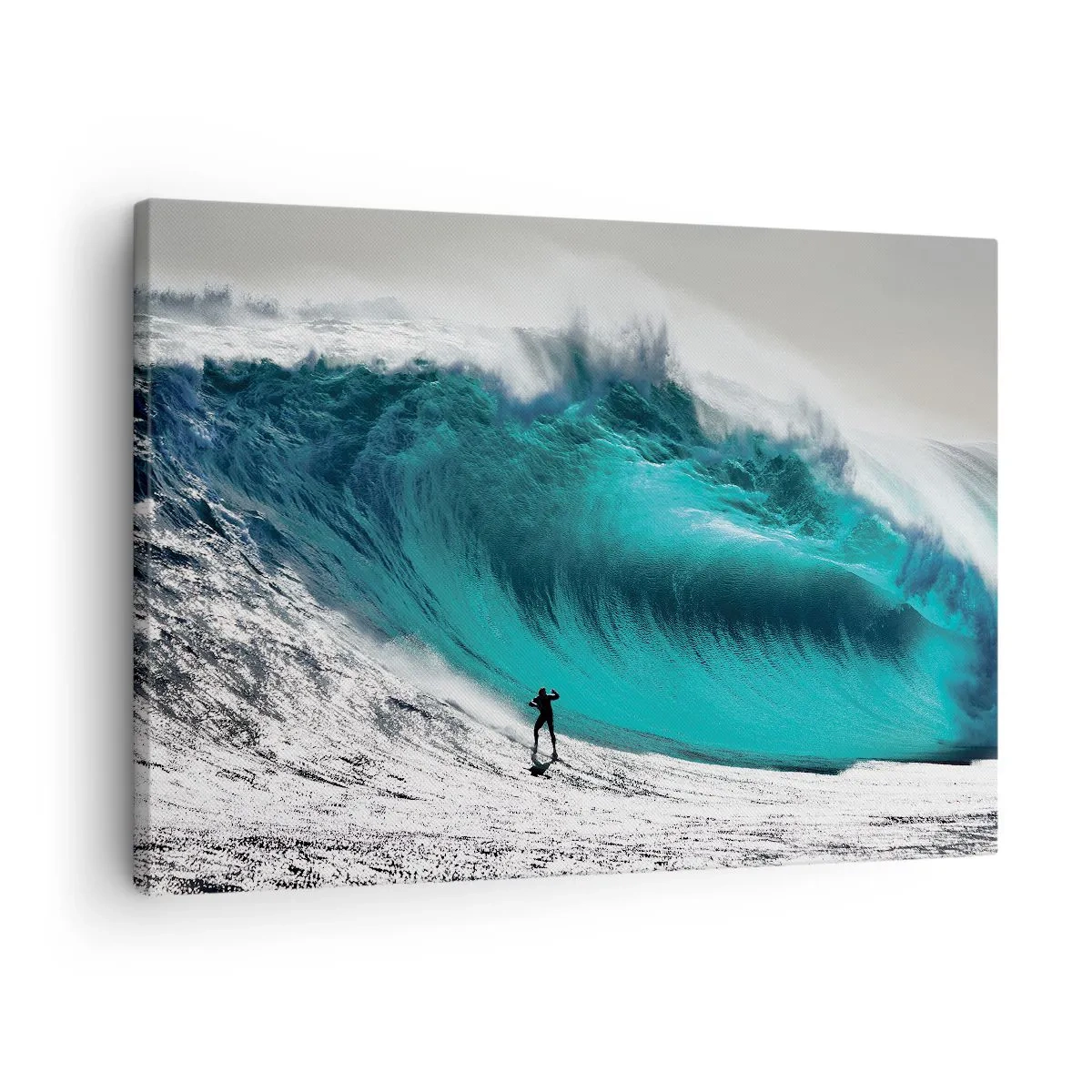 Impression sur toile - Image sur toile - Surfeur devant une énorme vague - 70x50cm - Challenge accepté - Décoration murale moderne pour le salon et la chambre ARTTOR