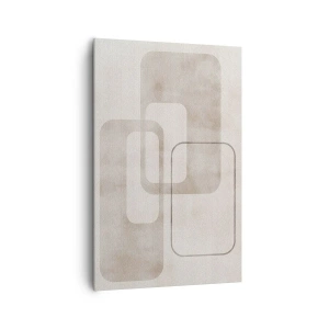Impression sur toile - Image sur toile - Une composition minimaliste avec des rectangles dans des tons beiges sur un fond subtil. - 80x120cm - Fugue géométrique - Décoration murale moderne pour le salon et la chambre ARTTOR