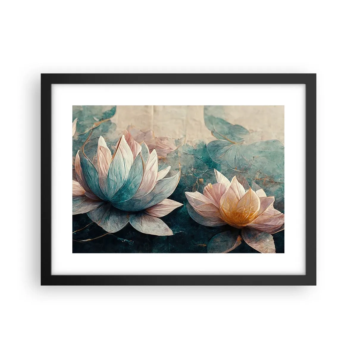 Affiche dans un cadre noir - Poster - Les étoiles du lac - 40x30 cm