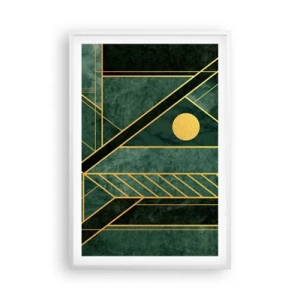 Affiche dans un cadre blanc - Poster - Dynamique or et azur - 61x91 cm