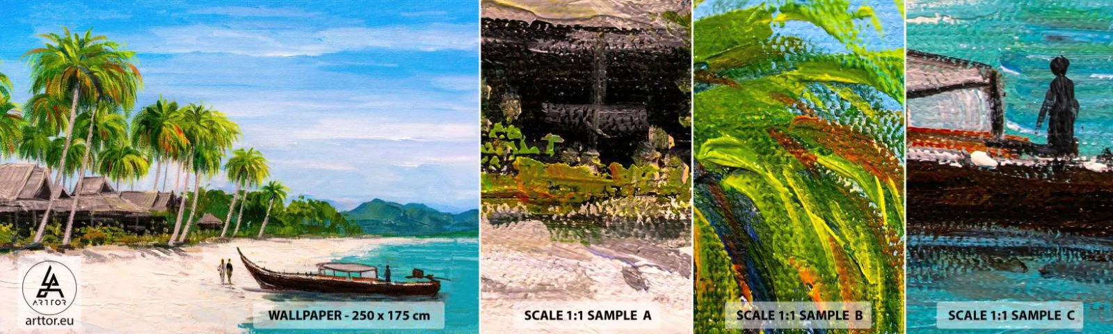 Échantillon De Papier Peint Standard Eco - Rêve exotique - Plage, Exotisme, palmiers - 100x30 cm