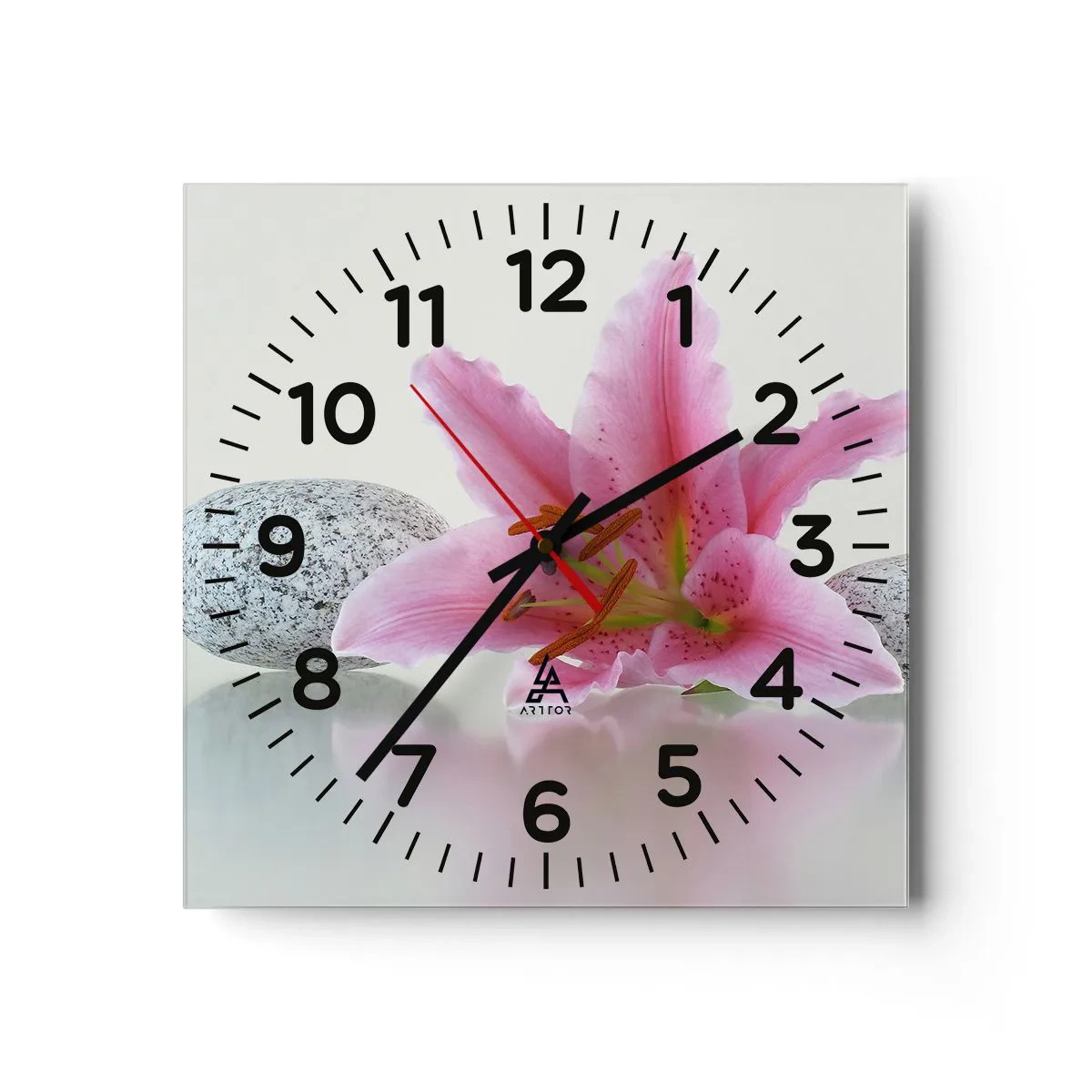 Horloge murale - Pendule murale - Étude de rose, gris et blanc - 40x40 cm