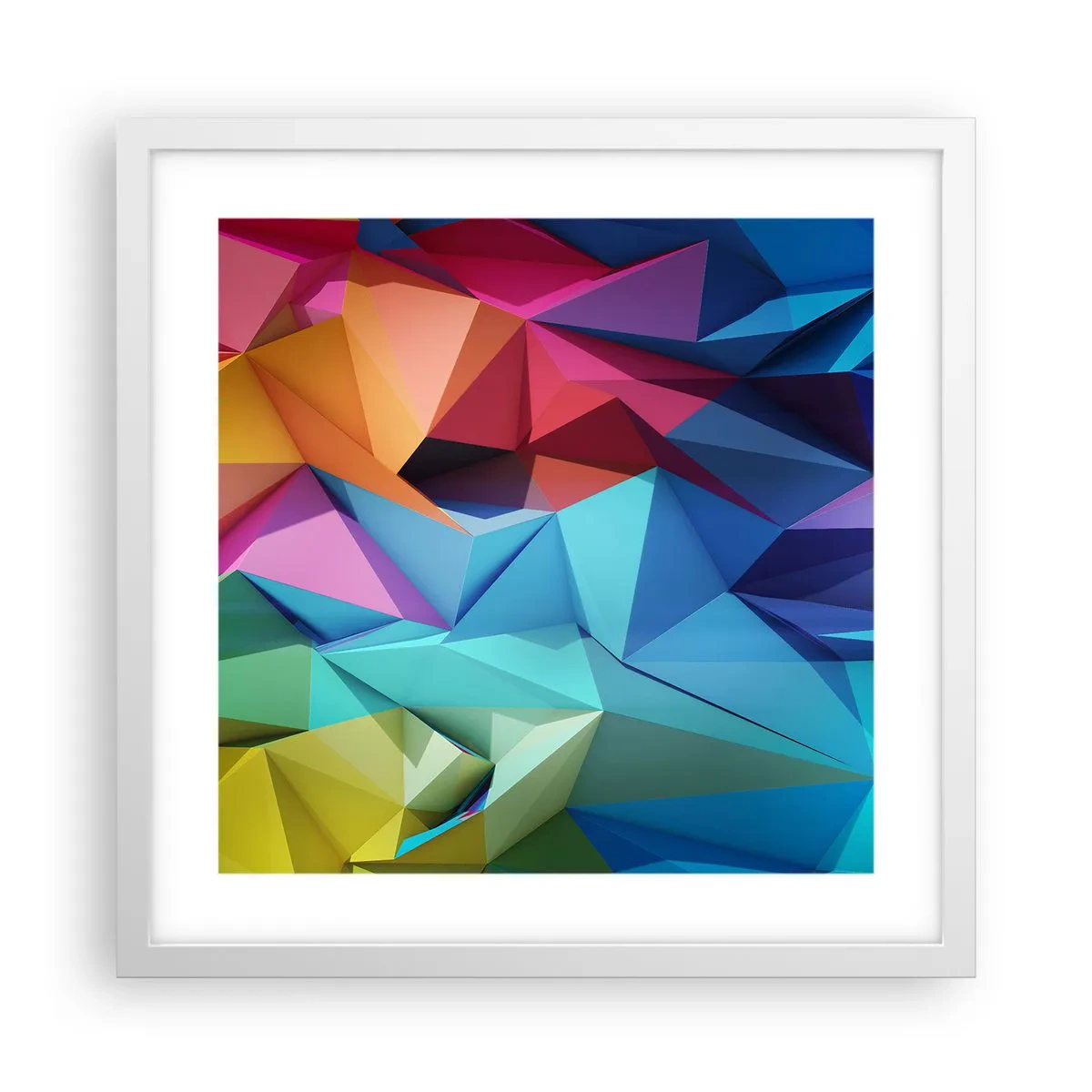 Affiche dans un cadre blanc - Poster - Origami arc-en-ciel - 40x40 cm