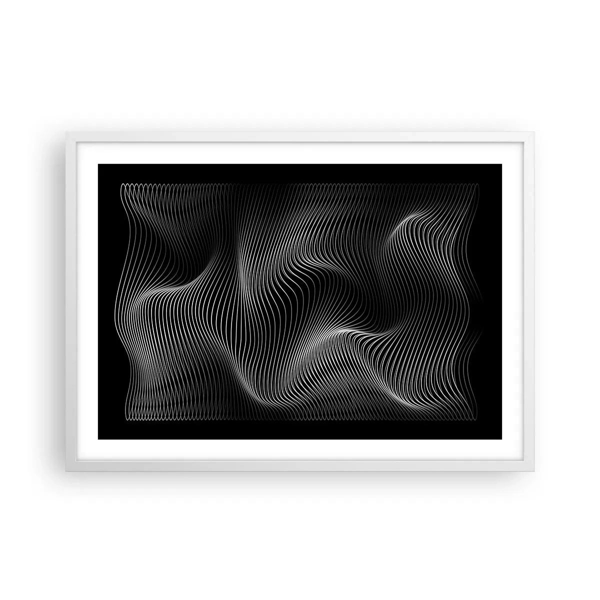 Affiche dans un cadre blanc - Poster - Danse de lumière dans l'espace - 70x50 cm