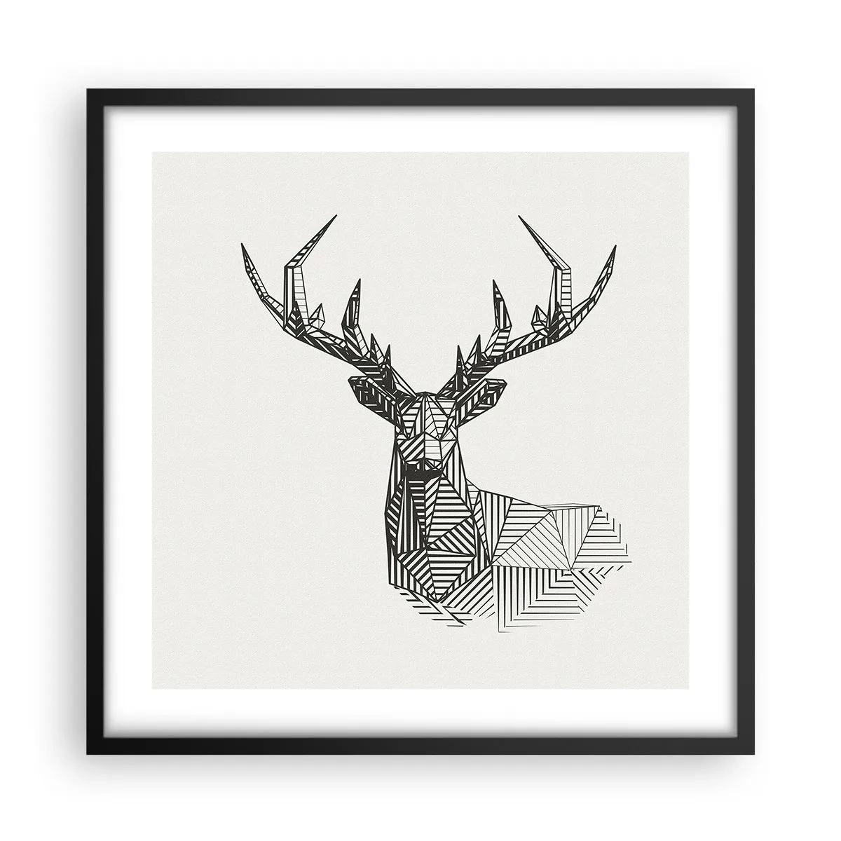 Affiche dans un cadre noir - Poster - Cerf dans un style cubique - 50x50 cm