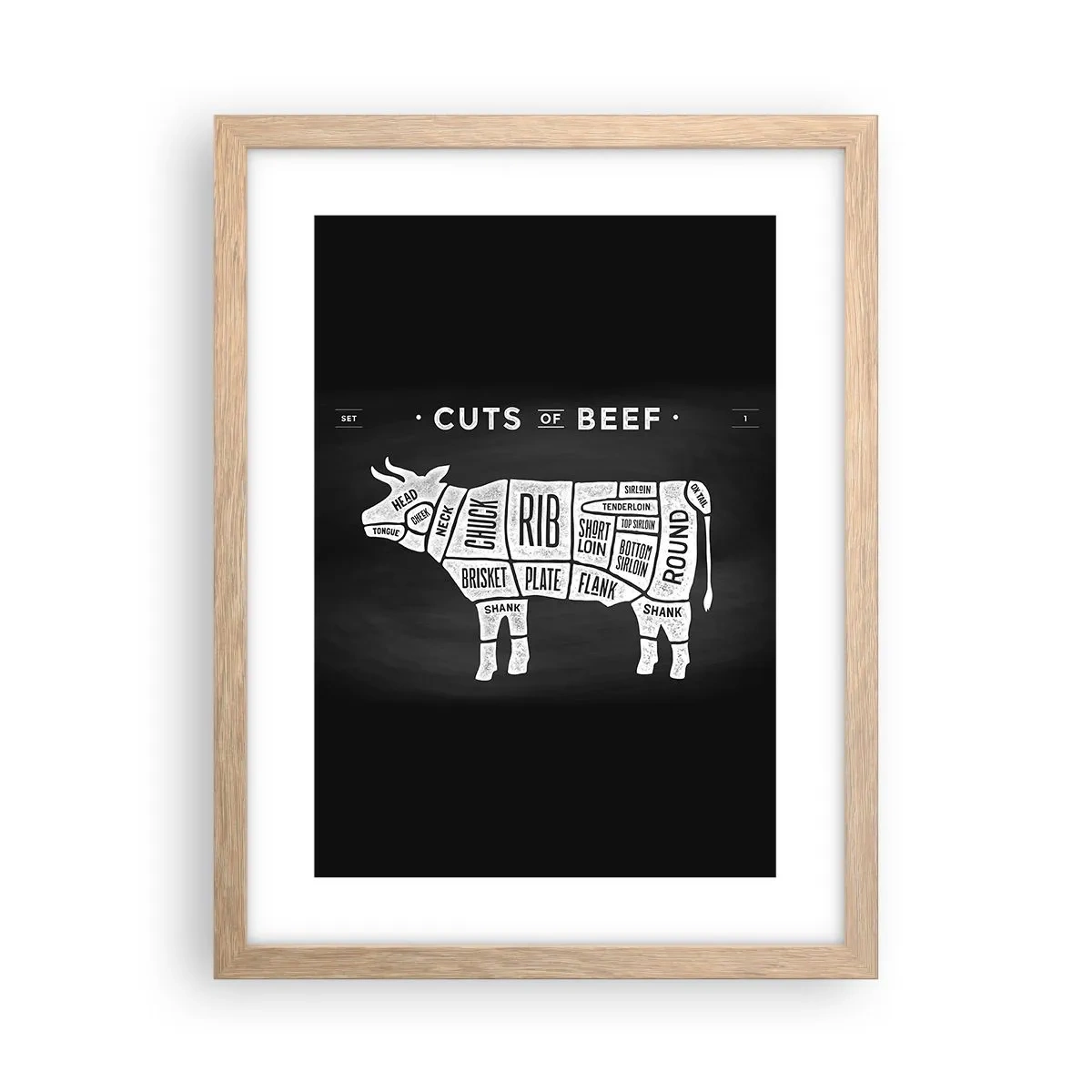 Affiche dans un chêne clair - Poster - L'art de la découpe - 30x40 cm