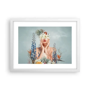 Affiche dans un cadre blanc - Poster - Femme - fleur - 40x30 cm