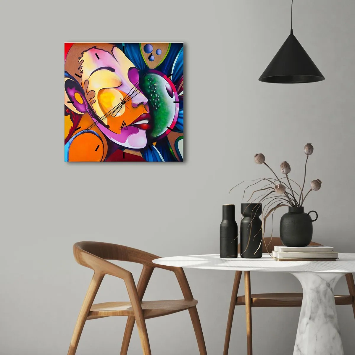 Horloge murale - Pendule murale - Toucher avec la couleur - 30x30 cm