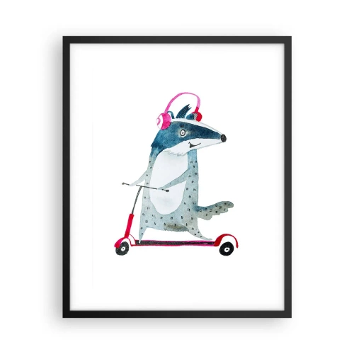 Affiche dans un cadre noir - Poster - La joie du blaireau - 40x50 cm